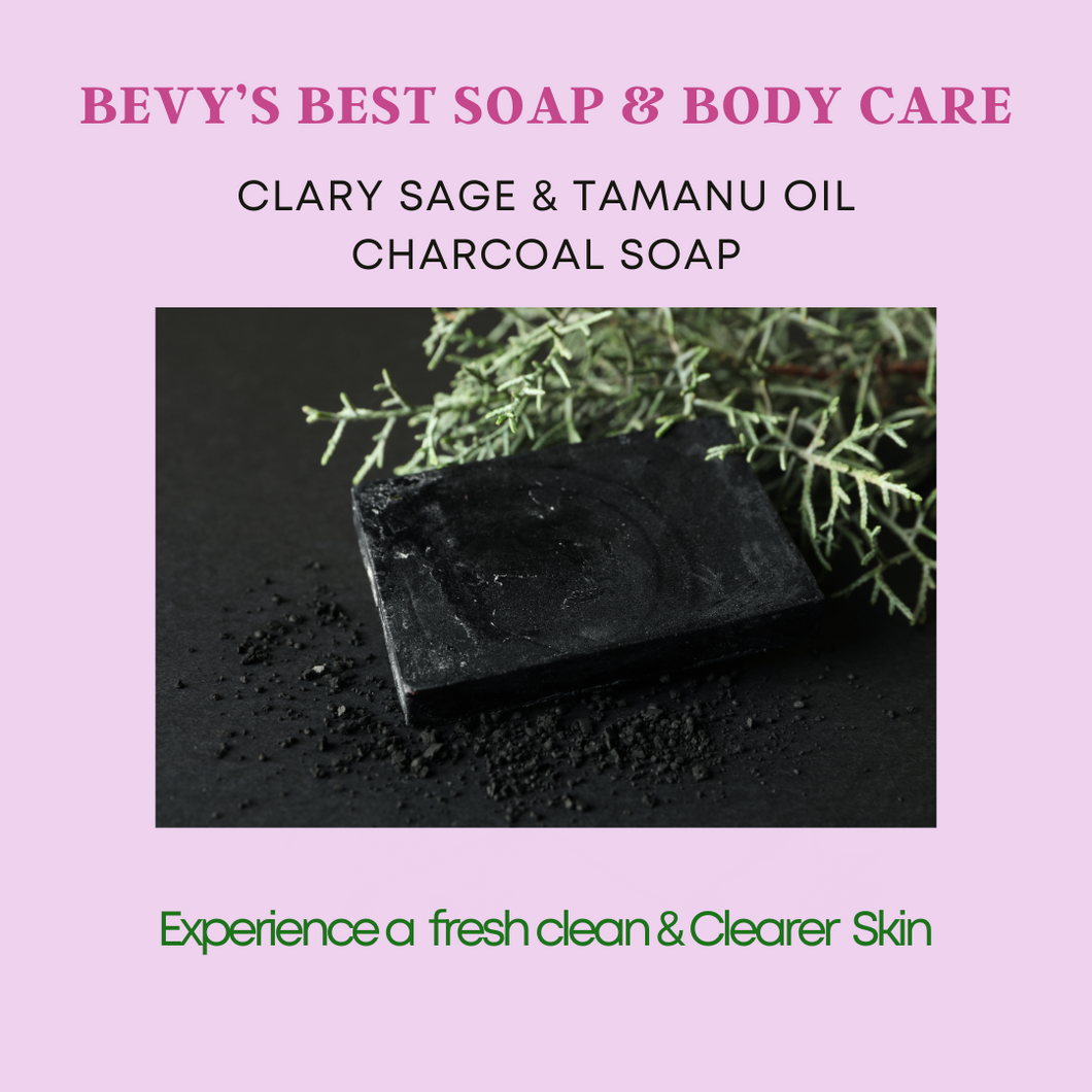 Clary Sage & Tamanu Oil Charcoal Glycerin Soap.